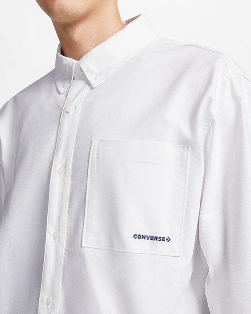 Men's Converse Oxford Button-Up Shirts White | AU 509E1U